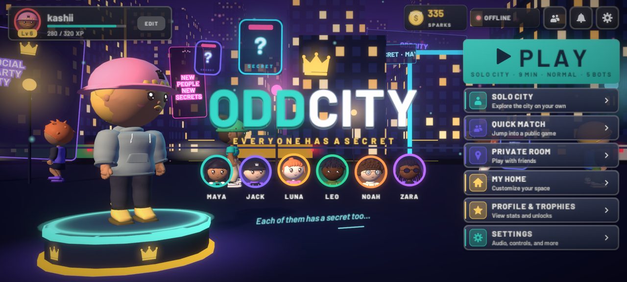 ODDCITY main menu